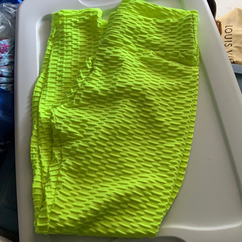 Neon Yellow leggings Large